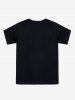 T-shirt à Imprimé Chat Dessin Animé à Manches Courtes pour Enfants - Noir 120