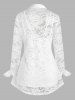 Plus Size Lace Flower Sheer Blouse and Cami Top Set -  