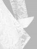 Plus Size Lace Flower Sheer Blouse and Cami Top Set -  
