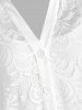 Ensemble de Chemisier Fleur en Dentelle Transparente de Grande Taille avec Haut à Bretelle - Blanc 5x | US 30-32
