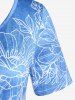 Plus Size 3D Jeans Flower Printed Short Sleeves Tee -  