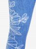 Legging Moulant 3D Fleur de Grande Taille à Taille Haute - Bleu M | US 10