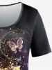 T-shirt à Imprimé Cœur et Papillon Grande Taille - Noir 1X | US 14-16