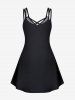 Plus Size 3D Glitter Sparkles Printed Crisscross A Line Dress -  