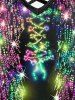 Plus Size 3D Glitter Sparkles Printed Crisscross A Line Dress -  