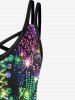 Plus Size 3D Glitter Sparkles Printed Crisscross A Line Dress -  