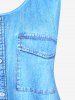 Plus Size 3D Jeans Butterfly Lace Panel Tank Top -  