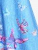 Plus Size 3D Jeans Butterfly Lace Panel Tank Top -  