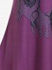 Plus Size Lace Panel Flower Printed Cold Shoulder T Shirt -  