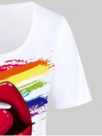 Plus Size Rainbow Lip Printed Tee