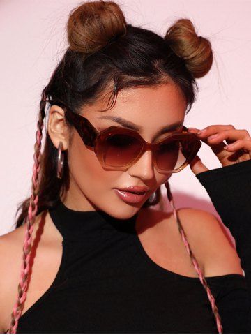 Trendy Polygon Shape Frame Oversized Sunglasses