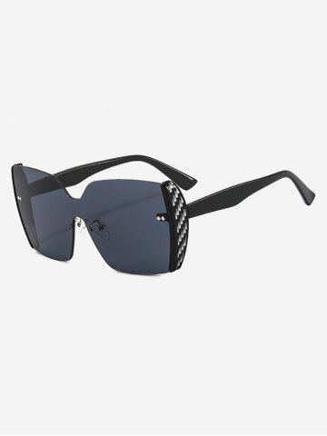 Rhinestone Design Ombre Lens Half-frame Sunglasses - BLACK