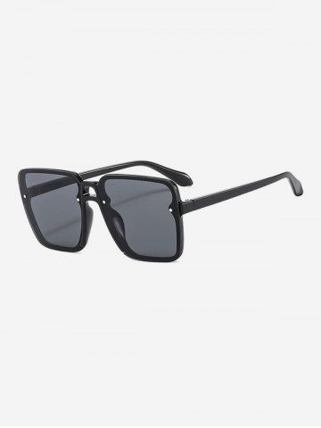 Ombre Lens Square Frame Oversized Sunglasses - BLACK