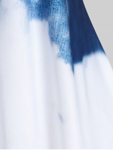 Plus Size 3D Denim Print Cold Shoulder Tee