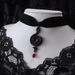 Gothic Snake Velvet Pendant Choker Necklace -  