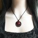 Gothic Moon Glass Embossed Pendent Necklace -  