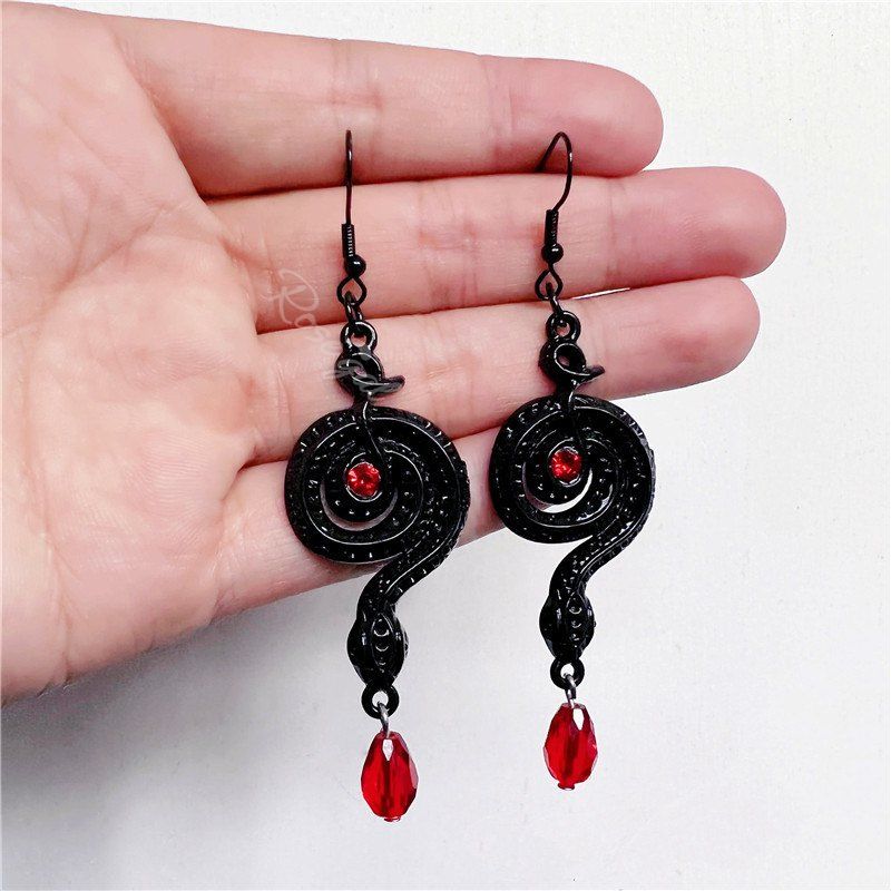 Store Gothic Crystal Snake Drop Dangle Earrings  