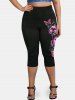 Skull Fire Print Gothic Tank Top and Capri Leggings Plus Size Summer Outfit -  