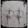 Gothic Bird Raven Skull Heart Dangle Earrings -  