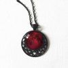 Gothic Moon Glass Embossed Pendent Necklace -  
