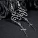 Boucles D'Oreilles Pendantes Motif Serpent Carrées Style Gothique - Argent 