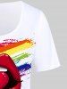 T-shirt à Imprimé Lèvre Arc-en-ciel de Grande Taille - Blanc M | US 10