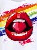 Plus Size Rainbow Lip Printed Tee -  