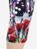 Plus Size Floral Print Polka Dot High Waist Capri Leggings -  