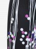 Plus Size Floral Print Polka Dot High Waist Capri Leggings -  
