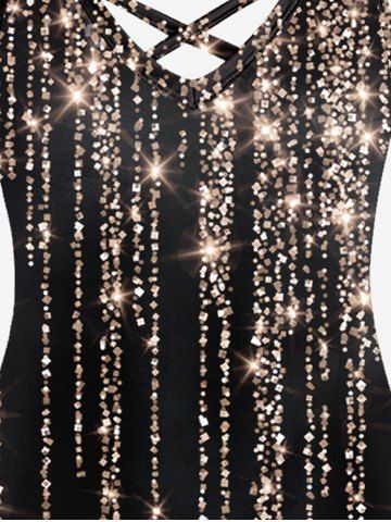 Plus Size Glitter Starlight Print Crisscross Dress