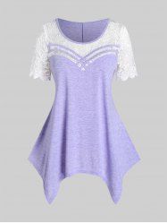 T-shirt Mouchoir Panneau en Dentelle de Grande Taille - Violet clair 4X | US 26-28