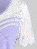 T-shirt Mouchoir Panneau en Dentelle de Grande Taille - Violet clair 4X | US 26-28