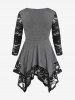 Plus Size Lace Panel Cinched Handkerchief Tee -  