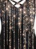 Plus Size Glitter Starlight Print Crisscross Dress -  