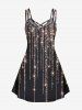 Plus Size Glitter Starlight Print Crisscross Dress -  