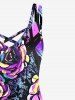 Robe Trapèze Croisée Rose Colorée Imprimée de Grande Taille - Pourpre  S | US 8