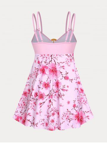 Plus Size Padded Floral Print Modest Swim Top