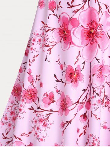 Plus Size Padded Floral Print Modest Swim Top
