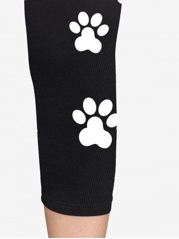 Plus Size Cat-pad Printed Capri Leggings