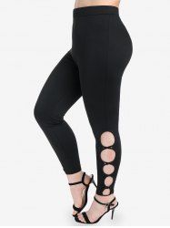 Plus Size High Waist Crisscross Cutout Skinny Leggings -  
