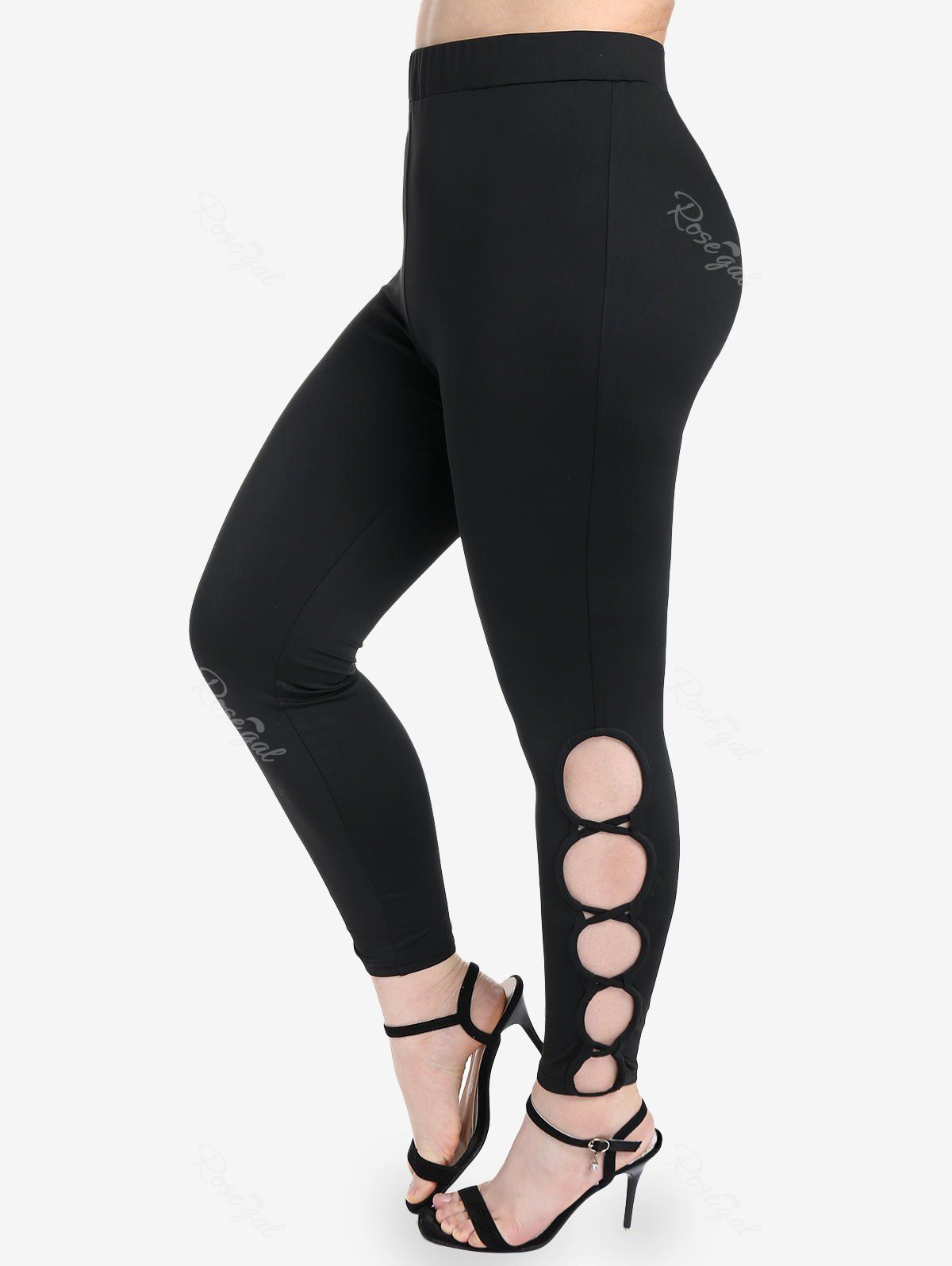 New Plus Size High Waist Crisscross Cutout Skinny Leggings  