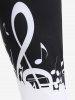 Musical Notes Print Colorblock Tee and Musical Notes Print Colorblock Capri Leggings Plus Size Summer Outfit -  