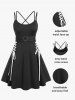 Plus Size Lace Up Backless High Waisted A Line Gothic Dress -  