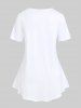 T-shirt à Imprimé Chat Dessin Animé de Grande Taille - Blanc 