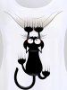 Plus Size Cartoon Cat Print Tee -  