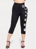 Plus Size Cat-pad Printed Capri Leggings -  