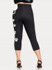 Plus Size Cat-pad Printed Capri Leggings -  