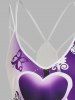Asymmetrical Floral Heart Print Cami Short Dress -  