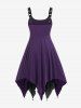 Plus Size Gothic Lace Up Grommet Backless Sleeveless Handkerchief Midi Dress -  
