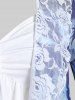 Ensemble de Cardigan Fleuri en Maille Transparente à Manches de Cloche Grande Taille et de Débardeur - Bleu clair L | États-Unis 12